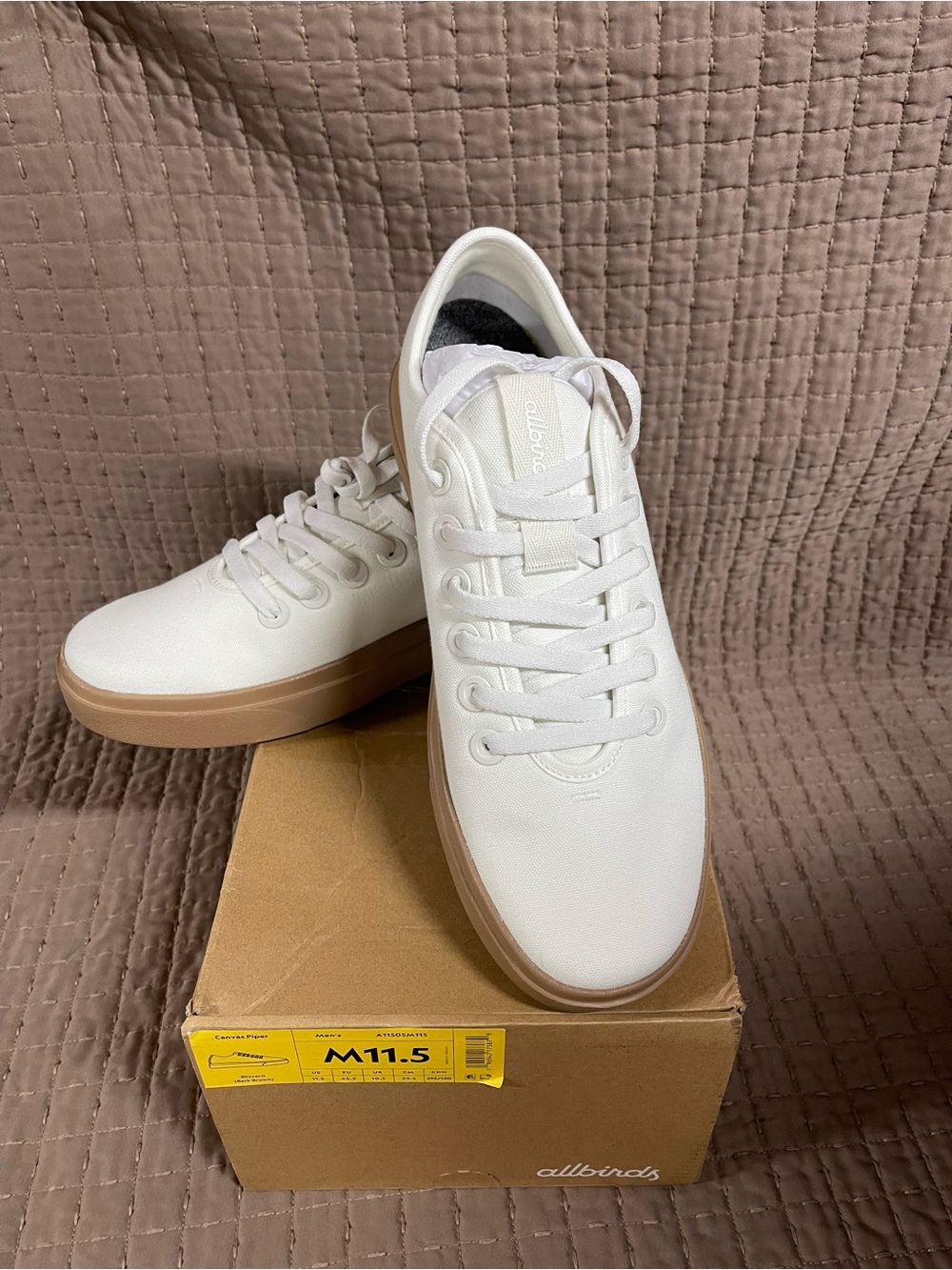 allbirds Mens Canvas Piper White Tennis Shoes